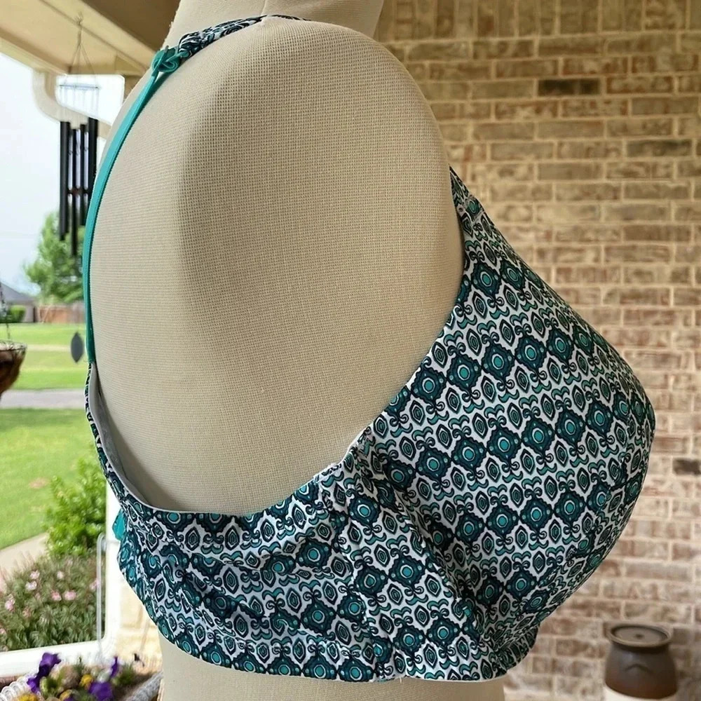 Cacique Teal White Geometric Boost Plunge Plus Size Bra - Picture 10 of 14